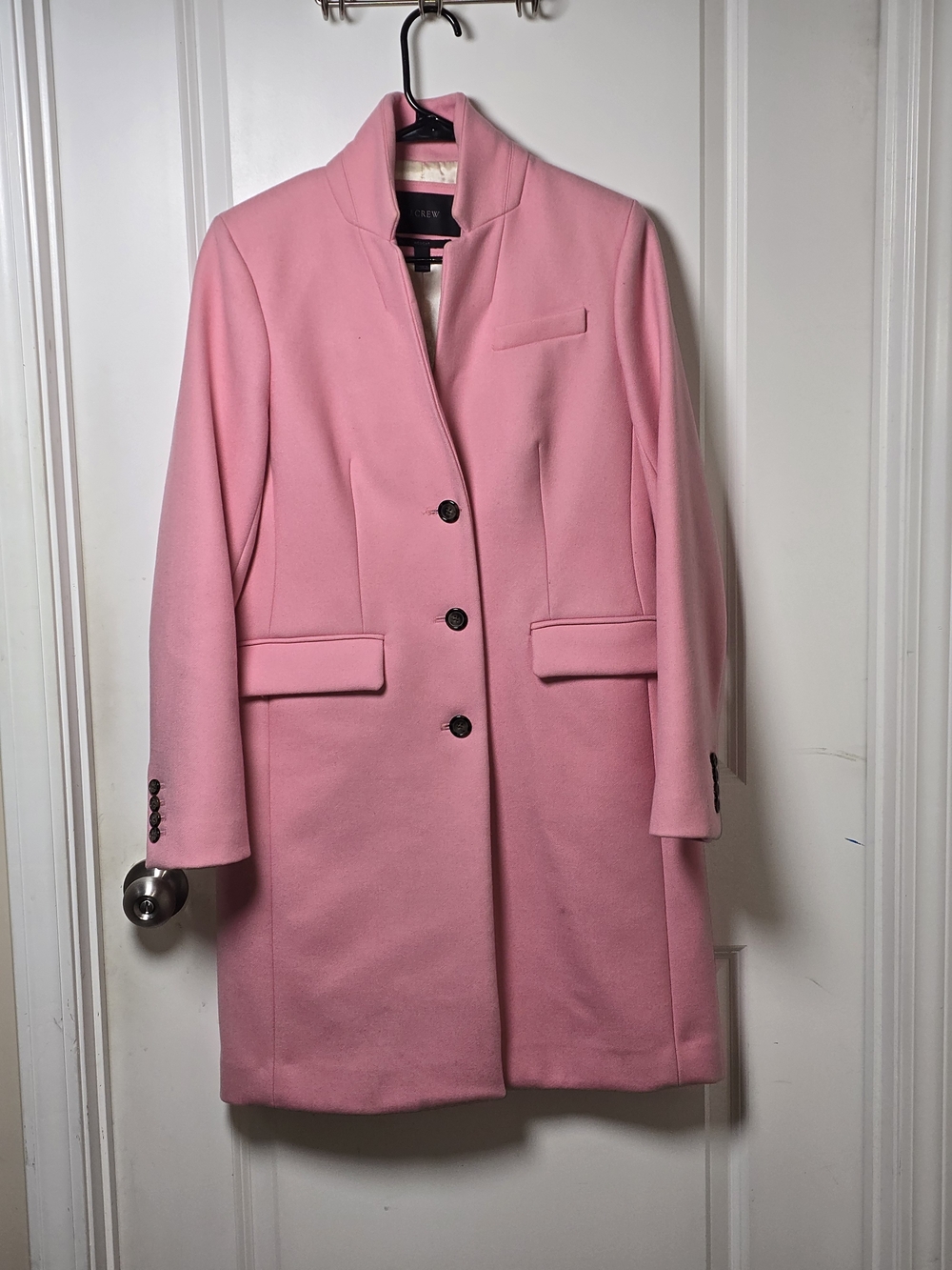 J. Crew Pink Wool-Blend Single-Breasted Coat